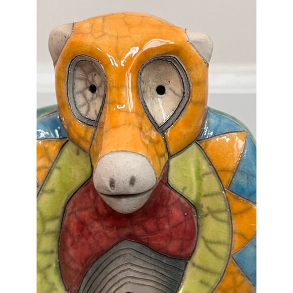 The Fenix Raku Pottery Baboon Figurine Handmade in South Africa - Picture 4 of 7